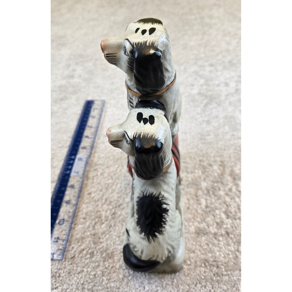Antique Staffordshire English Spaniel Dogs Figurine Pair Seated on Barrel - Picture 6 of 8